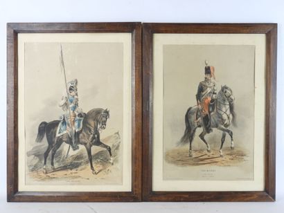 null FRANCE. LALAISSE. Pair of framed engravings "Military types", Lancier of the...