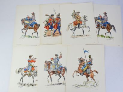 null LITHOGRAPHIES. Eugène LELIEPVRE (1908-2013). Cavaliers of the XVIIIth century,...