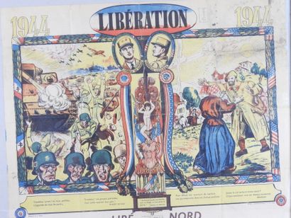 null LIBERATION. Framed engraving under glass "1944 Liberation", 46 X 54 cm. ABE
