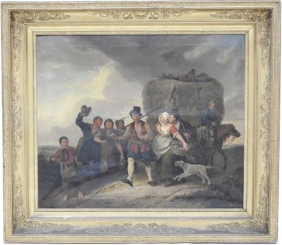 null Jean JANSSENS (1809-1979) : Le retour des champs. Huile sur toile signée et...