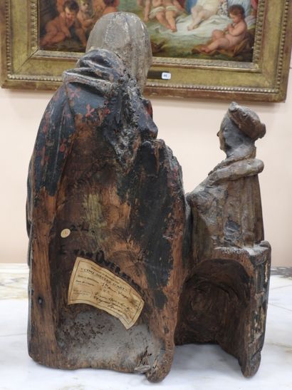 null Groupe en chêne sculpté peint polychrome représentant Sainte Anne et la Vierge
Brabant,...