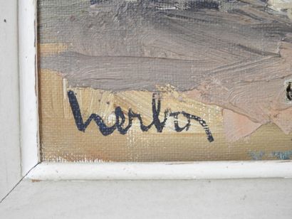 null Fernand HERBO (1905-1995) : Port d'Honfleur. Huile sur toile. Signé en bas à...