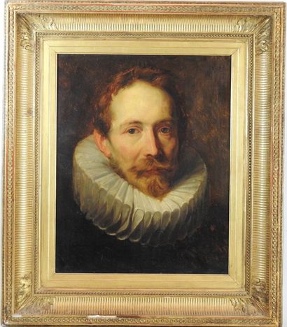 null 19th century FLEMISH school after VAN DYCK 
Portrait of a man with a ruff. 
Canvas....
