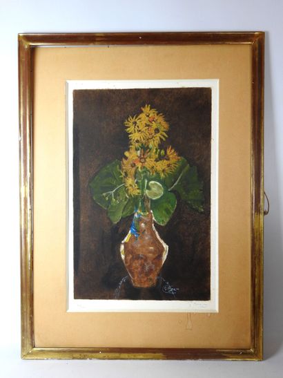 null Georges BRAQUE (1882-1963): Bouquets of flowers. Aquatint made by Visat. Signed...