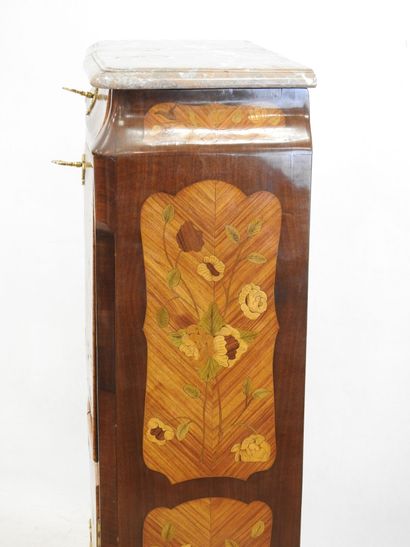 null SECRETARY with doucine inlaid with flowered and foliated branches on a rosewood...