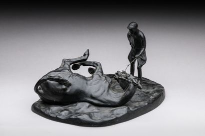 null Roger de MINVIELLE (1897-1987)
"After work" or "Sand bath".
Group in bronze...