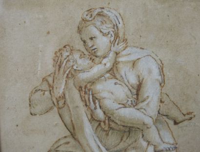 null Ecole ITALIENNE du XVIIème siècle: la Vierge et l'enfant Jesus ou Maternité....