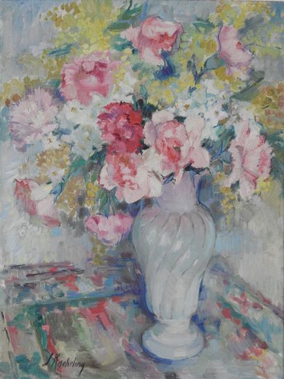 null Suzanne Blanche KAEHRLING (1902-1985) : Bouquet de fleurs. Huile sur toile....
