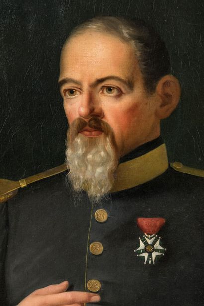 null Ecole FRANCAISE vers 1850: Portrait d'un commandant du 24ème régiment d'infanterie...