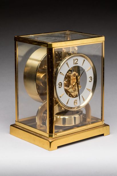 null JAEGER LECOULTRE. Atmos clock, gilt brass cage and base, perpetual movement....