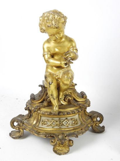 null Gilded bronze and alabaster fireplace set decorated with two birds and butterflies....