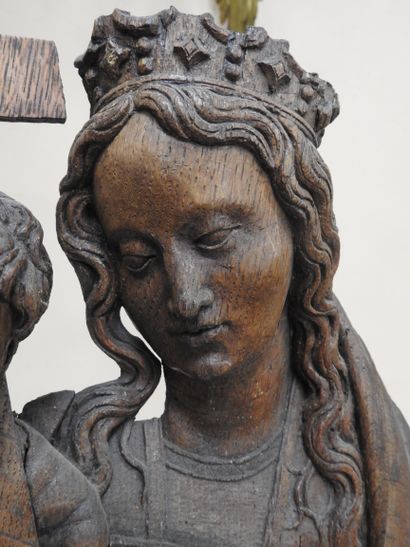 null Haut relief en chêne représentant la Vierge à l'Enfant
Entourage de Conrad Meit...