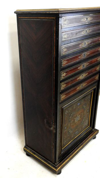 null PRESENTATION OR COLLECTION FURNITURE in blackened wood and rosewood veneer with...