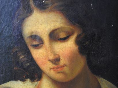 null Ecole FRANCAISE du milieu du XIXème : Portraits de femme, l'une coiffée de fleurs....