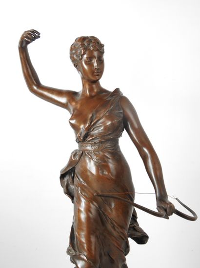 null Henri Louis LEVASSEUR (1853-1934) : Diane chasseresse. Epreuve en bronze à patine...