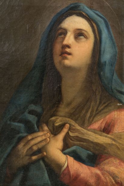 null Ecole ITALIENNE du XVIIe-XVIIIème siècle: Vierge en prière. Huile sur toile....