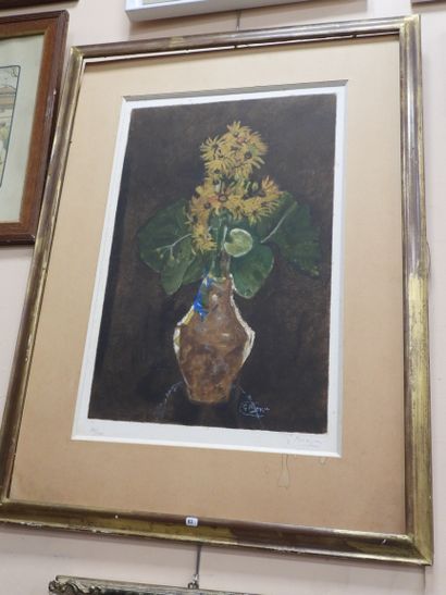 null Georges BRAQUE (1882-1963): Bouquets of flowers. Aquatint made by Visat. Signed...