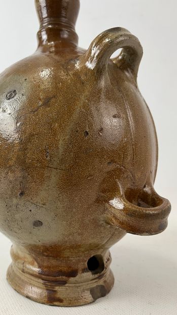 null RAEREN or BOUFFIOULX: Large stoneware pilgrim's flask with four loops decorated...