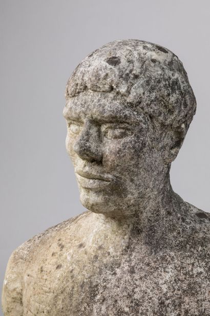 null BUSTE en marbre blanc sculpté représentant un homme africain. XVIIIe siècle....