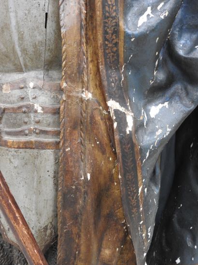 null FIGURE en bois sculpté peint polychrome à rehauts d'or représentant Saint Georges...