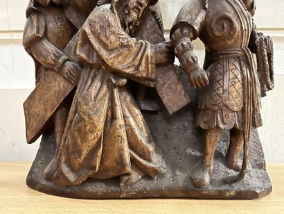 null Groupe d'un retable en bois sculpté représentant le Portement de Croix
Brabant,...