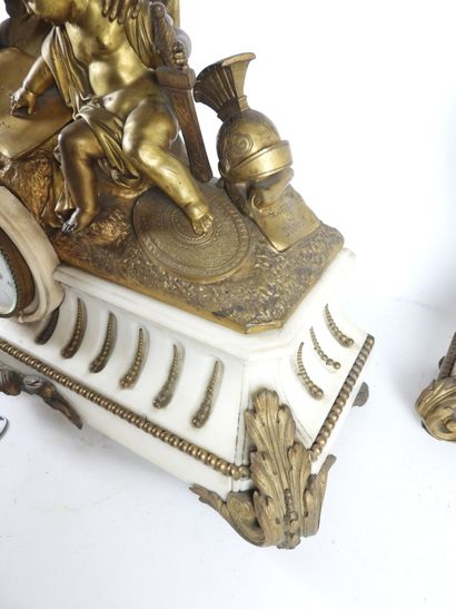 null IMPORTANT Mantelpiece "the continuance of Scipio" in white marble and gilded...
