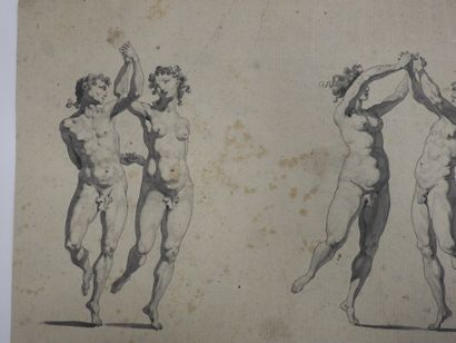 null Ecole FLORENTINE du XVIIème siècle, dans le style maniériste: Groupes de danseurs....