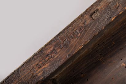 null TABLE TRIC-TRAC de forme rectangulaire en placage de bois de rose, satiné, amarante,...