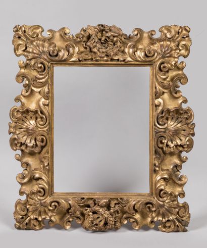 Bare frame in molded and gilded wood with...