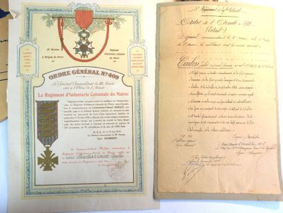 null DOCUMENTS. Lot de documents divers, souvenirs de régiment aux 21 et 23e RIC,...