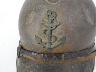 null MARINE INFANTRY. Adrian helmet model 1915 in steel painted in blue horizon covered...