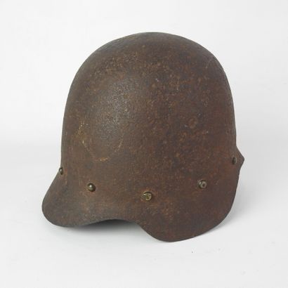 null GENIE. Helmet "pot en tête" model 1836 out of sheet of steel melted furnished...