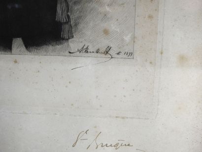 null SOUVENIRS. Portrait du général Joseph Brugère, gravure en noir et blanc représentant...