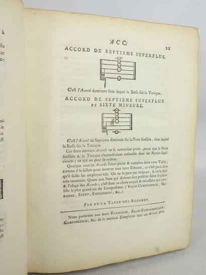 null ROUSSEAU Jean-Jacques. Dictionnaire de musique. Paris, Chez la Veuve Duchesne....