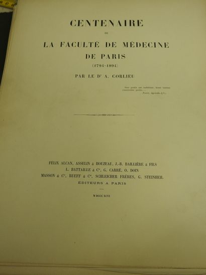 null CORLIEU Docteur A. Centenaire de la Faculté de Médecine de Paris (1794-1894)....