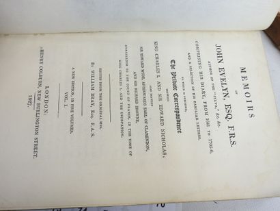 null BRAY William. Memoirs of John Evelyn. London, Henry Colburn. 1827. Reliure plein...