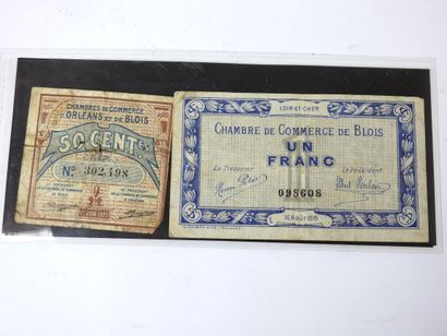 null BLOIS ORLEANS - Chambre de commerce : Un franc daté du 16 aout 1915 et 50 CENT...