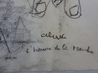 null Claude ALIOTTI (1925 - 1989) : Homme. Fusain. Signé et titré en bas à droite....