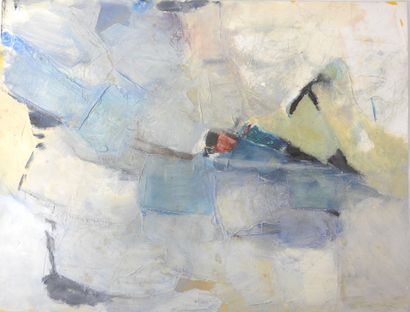 null Claude ALIOTTI (1925 - 1989) : Composition abstraite dans les teintes bleu et...