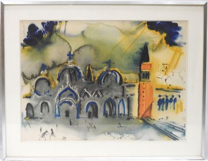 null Salvador DALI (1904-1989) d'après : La Place Saint Marc à Venise . Lithographie...