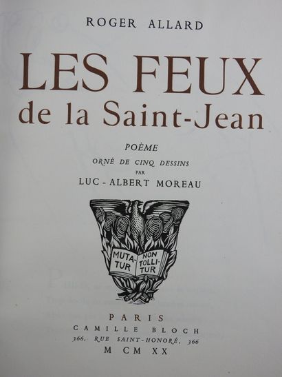 null ALLARD Roger. Les Feux de la Saint-Jean. Ed. illustrée par Luc-Albert Moreau....