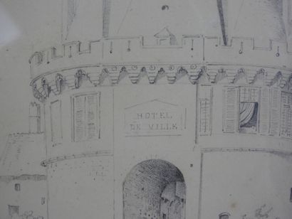 null Ecole Française - XIX eme siècle : Vendôme, vue de la porte Saint Georges. Graphite....