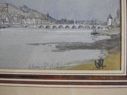 null William Callow (1812-1908) : Vue de Blois depuis la Loire. Aquarelle. Monogrammé...
