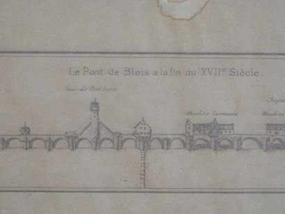 null [BLOIS]. Le Pont de Blois à la fin du XVIIe siècle. D'après une gravure ancienne...