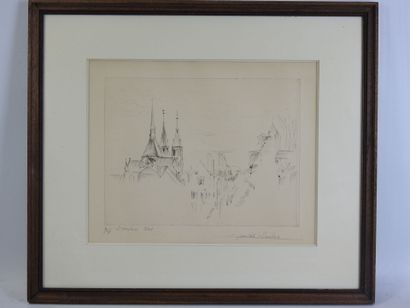 null François SOULAS (1930-1991) : Eglise Saint Nicolas, Blois. Gravure. N° 21/75....