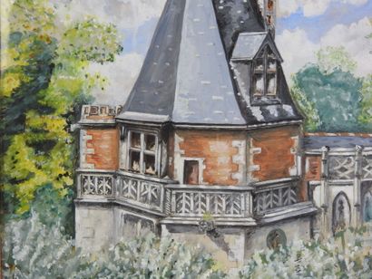 null M GRILLON (XXe) : Pavillon Anne de Bretagne à Blois. Aquarelle. Signé en bas...