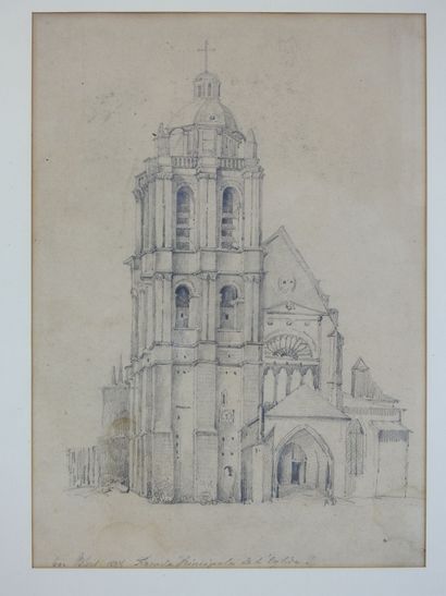 null Blois, façade principale de l'église. Dessin, monogrammé A.D. Daté en bas à...