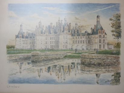 null Château de Blois et Château de Chambord. Deux impressions couleurs. Signatures...