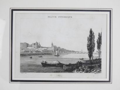 null [BLOIS]. BOULLONNIER d'après : Vue de Blois. Lithographie en noir. Série France...