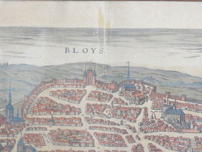 null BRAUN HOGENBERG d'après : Vue générale de BLOYS (1572). Gravure en noir réhaussée....